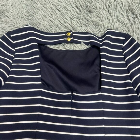 1901 Navy Blue and White Striped Dress Size 10 - Picture 10 of 10